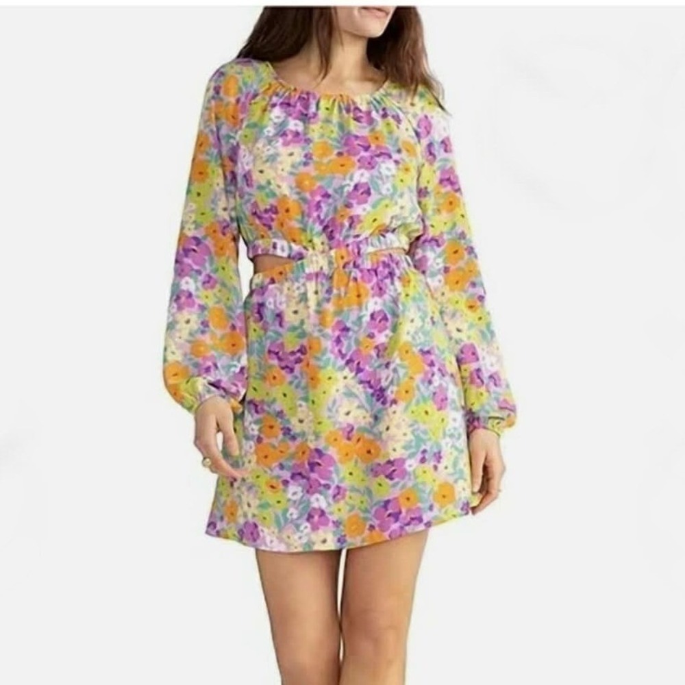 Sanctuary Fresh Garden NWT Cut Out Floral Multi Color Mini‎ Dress Size Large - Picture 5 of 10